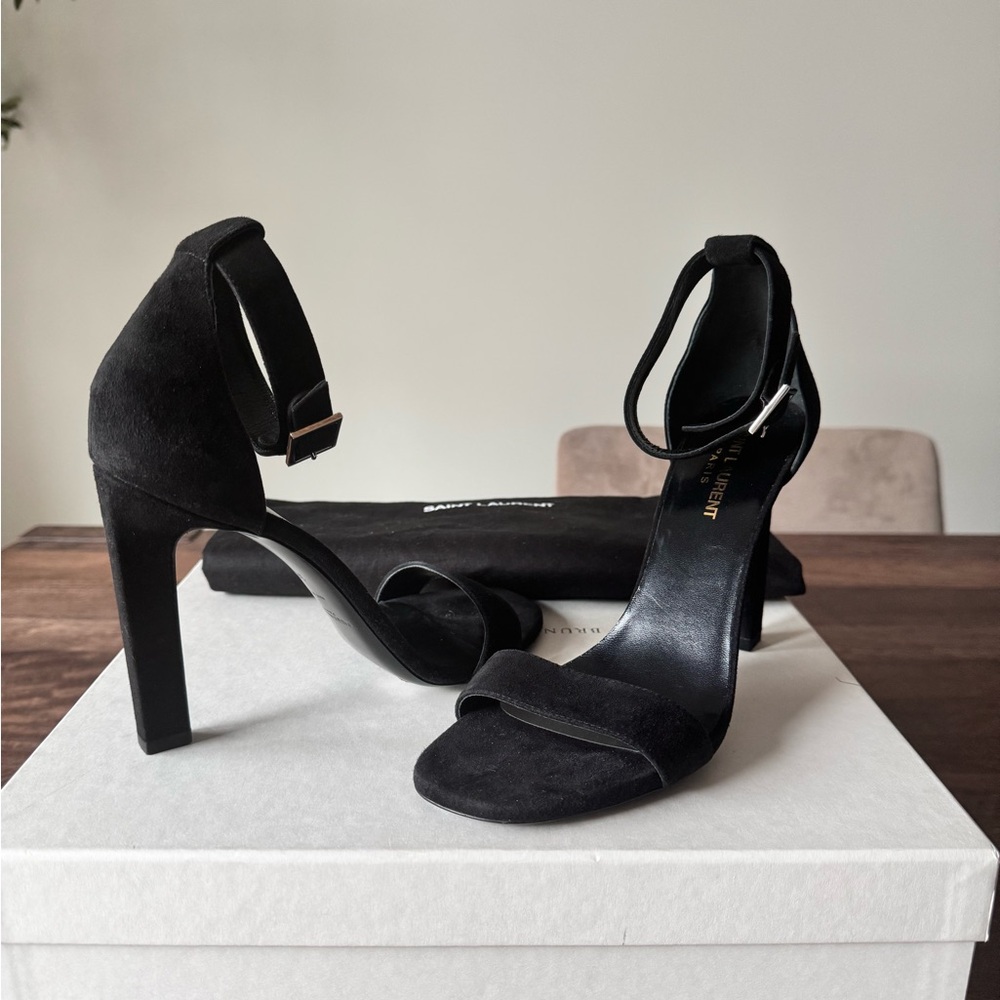 Saint Laurent GRACE 105 Suede ANKLE STRAP SANDAL